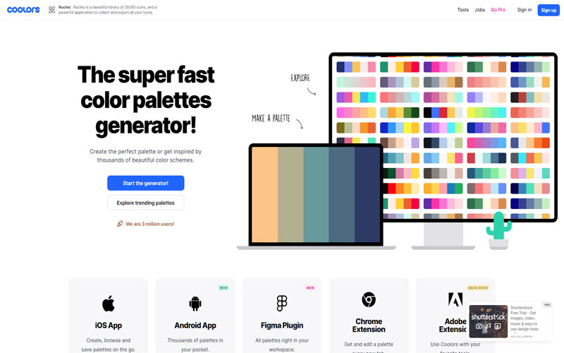 Website hỗ trợ phối màu Coolors